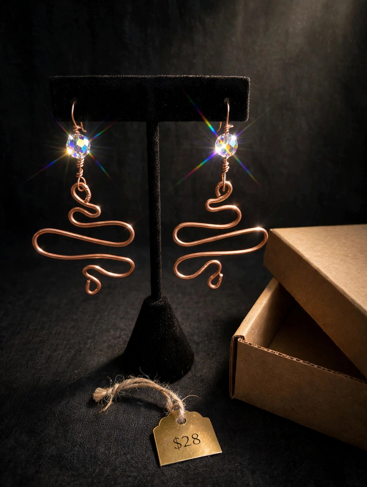 AB Swirl Copper Earrings
