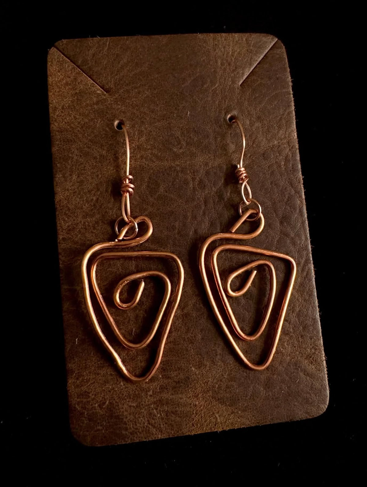 Triangle Swirl Copper Earrings