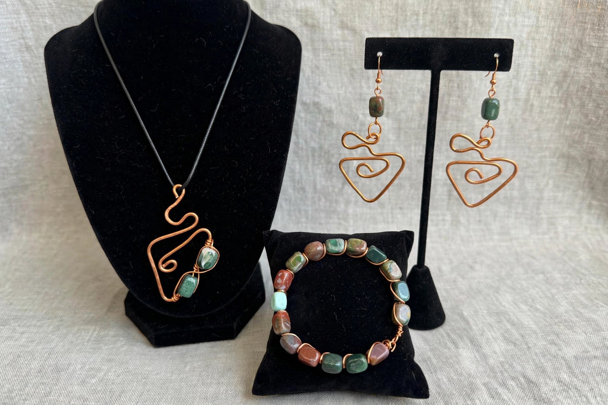 Aventurine 3 piece copper set